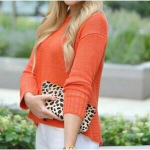 J Crew Orange 100% Linen Beach Sweater Coastal Size S Boho